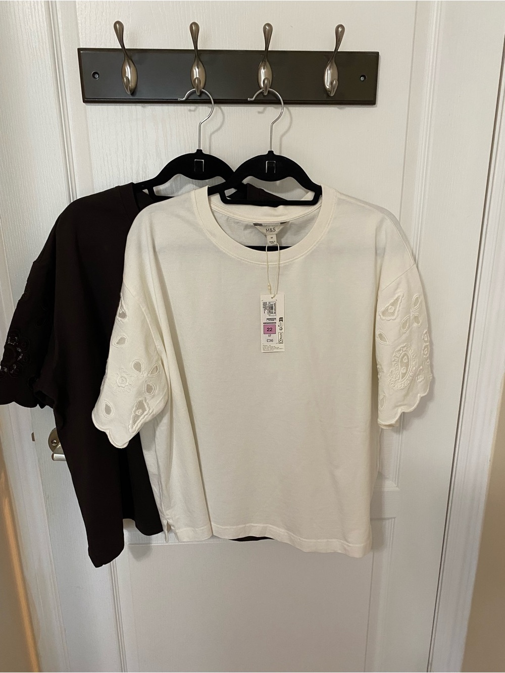 Collection White Eyelet Sleeve Cotton T-Shirt